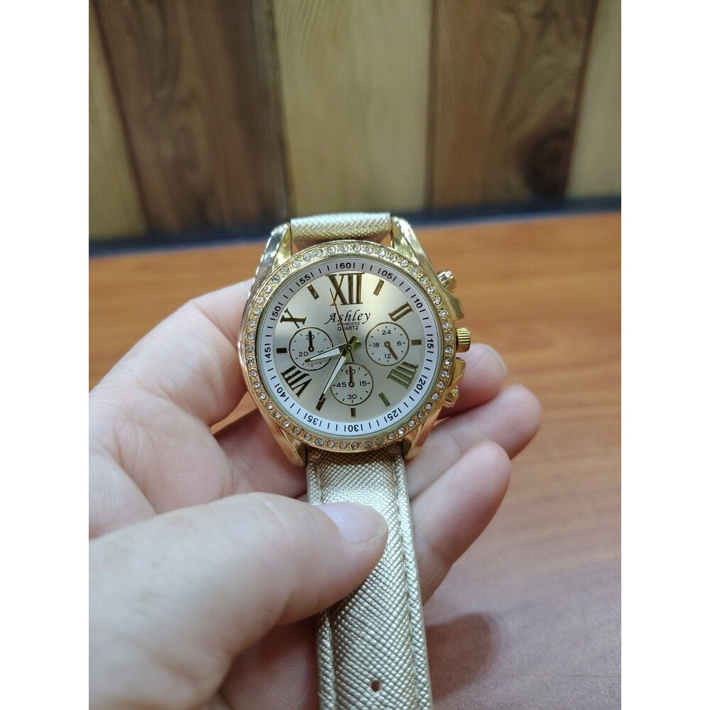 Ashley Princess Rose Gold Tone Round  Band Watch